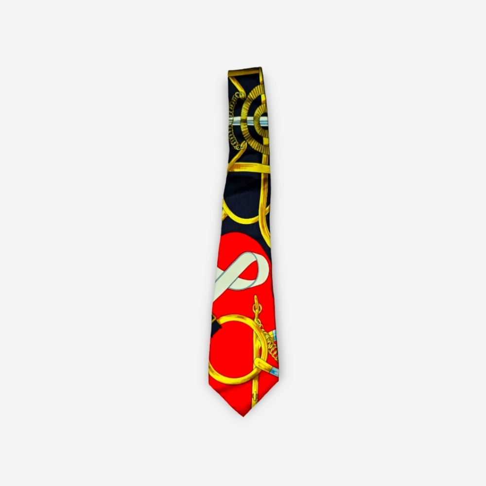 Vintage Hermes Paris Men's Necktie Equestrian Horsebit